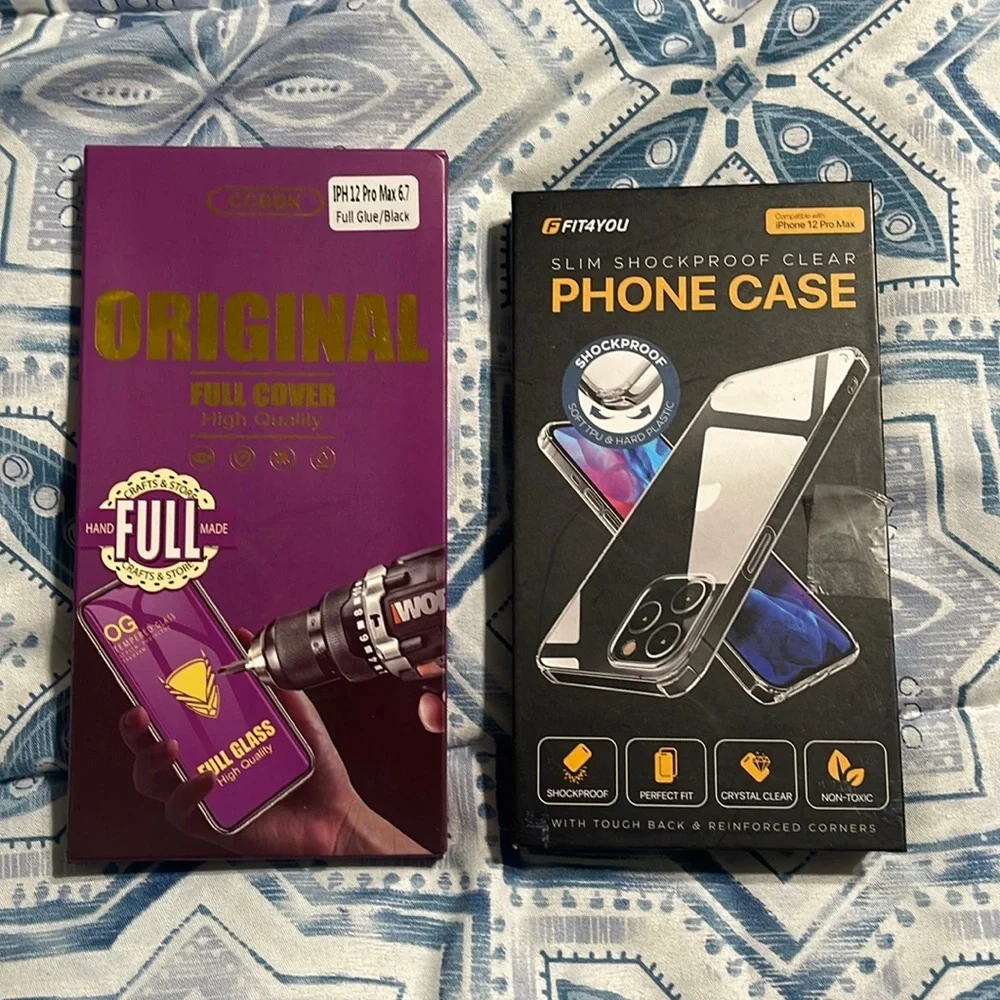New iPhone 12 Pro Max clear case and protective glass